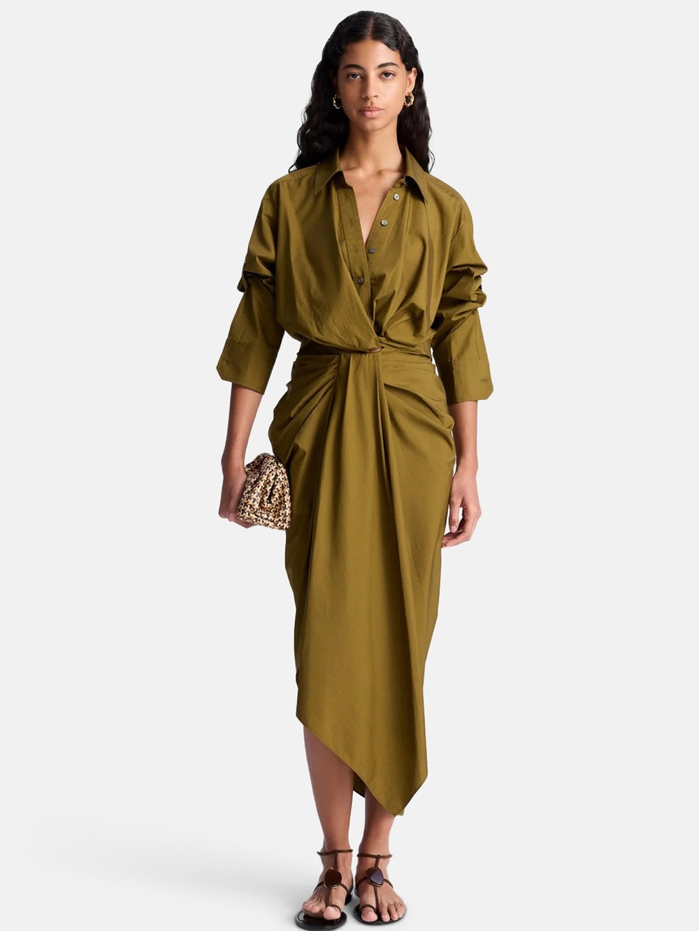 A.L.C. Rhodes Draped Cotton Midi Skirt Hazel 00